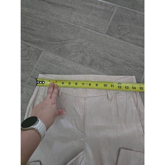 Women's J. Jill Linen Pull On Ankle Pants Size Small Petite Khaki Oatmeal Color - Picture 4 of 7